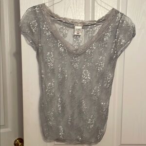 Elegant Silver Lace Top